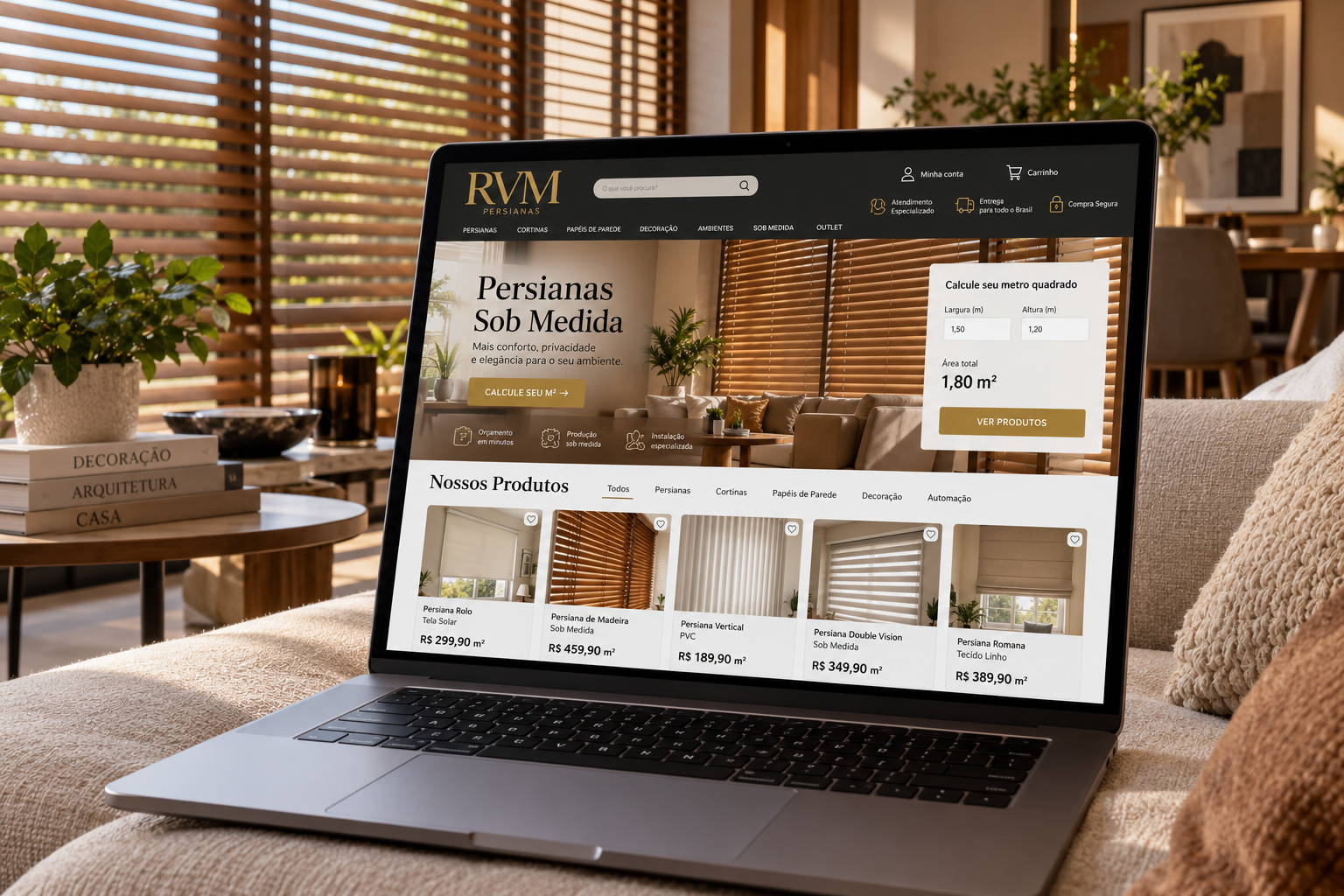 Apresentação do projeto RVM Persianas & Decoração Premium